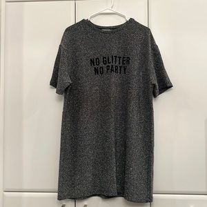 ✨ZARA✨ Glitter Oversized Short Sleeves T-shirt - Silver